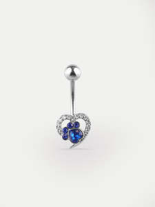 Piercing Jewellery Navel: Gem Paw Heart Navel Barbell 14G