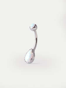 Opal Oval Navel Barbell 14G