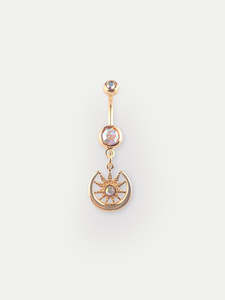Gem Gold Star Goddess Navel Barbell 14G