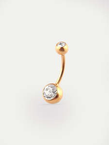 Piercing Jewellery Navel: Gem Gold Navel Barbell 14G