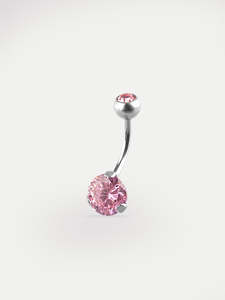 Gem Prong Set Navel Barbell 14G
