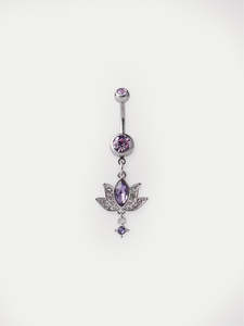 Lotus Gem Navel Barbell 14G