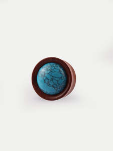 Piercing Jewellery Plugs Tunnels: Sawo Wood Turquoise Plug 25mm