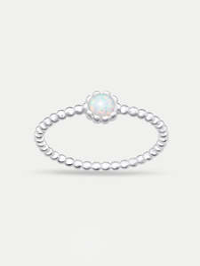 Sterling Silver Opal Dot Ring