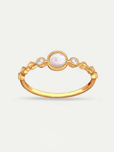Jewellery Jewelled Rings: Sterling Silver Gold Plated Opal Gem Ring
