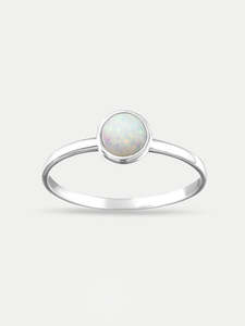 Sterling Silver Opal Circle Ring