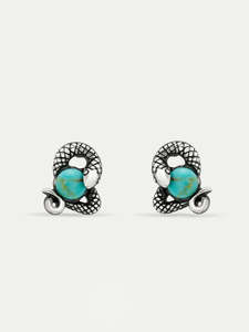 Sterling Silver Snake and Stone Stud Earrings
