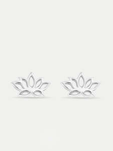 Stud Earrings: Sterling Silver Lotus Stud Earrings