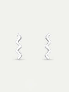 Stud Earrings: Sterling Silver Wiggle Stud Earrings