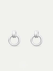 Sterling Silver Hanging Round Ear Studs