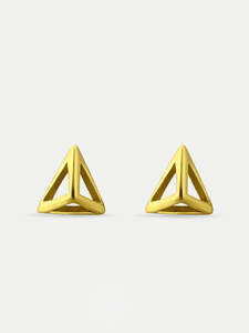 Sterling Silver Gold Plated Geo Triangle Stud Earrings