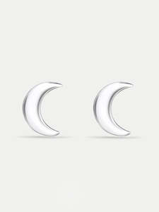 Stud Earrings: Sterling Silver Moon Stud Earrings