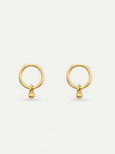 Sterling Silver Gold Plated Circle Droplet Stud Earrings