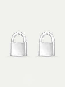 Sterling Silver Padlock Stud Earrings