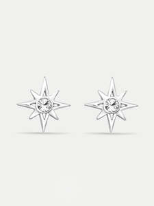 Sterling Silver North Star Gem Stud Earrings