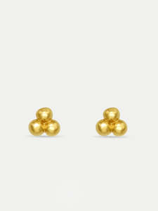 Stud Earrings: Sterling Silver Gold Plated Dot Triangle Stud Earrings
