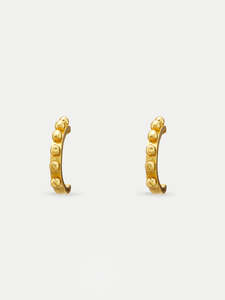 Sterling Silver Gold Plated Dot Hoop Drop Stud Earrings