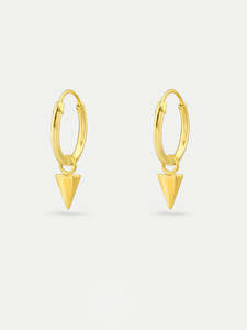 Hoop Earrings: Sterling Silver Gold Plated Triangle Hoop Drop Earrings
