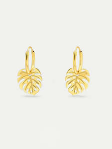 Sterling Silver Monstera Leaf Ear Hoops