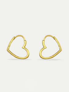 Sterling Silver Gold Plated Heart Hoops