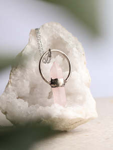 Crystals Necklaces: Double Point Rose Quartz Pendant