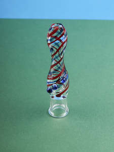 Cigarette Holders: Flat Mouth Glass Cig Holder w- Roll Stop