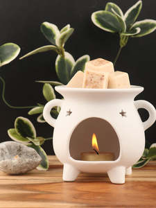 White Pentagram Cauldron Oil Burner