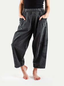 Stonewashed Cotton Barrel Pants
