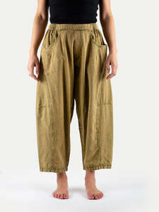 Stonewashed Cotton Barrel Pants