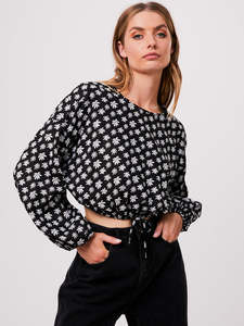 Pascale - Hemp Cropped Long Sleeve Top