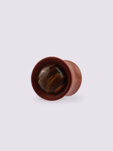 Red Saba Wood Tiger Glass Plug 10mm