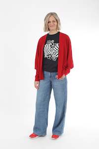 Cardi: Cardi Merino Short Square Red - Pre Order 2 - 3 Weeks