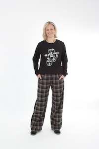 Pants: Olivia Pants - Black and Mocha check - Pre Order