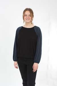 Harper Top: Harper Top Merino - Black and Denim - Pre Order