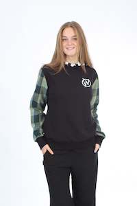 Holly Hoodie: Holly Hoodie - Black with Green Tartan