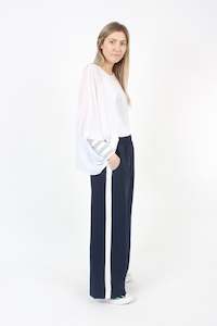 Olivia Pants: Olivia Pants - Navy with White Stripe - Pre-Order