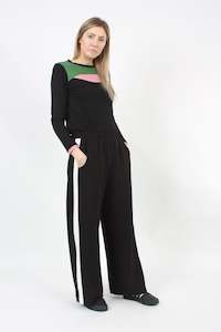 Olivia Pants: Olivia Pants - Black with White Stripe - Pre-Order