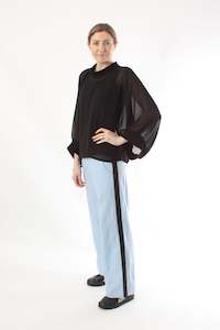 Olivia Pants - Cornflour Blue Black stripe