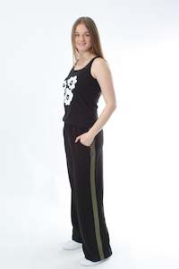 Olivia Pants: Olivia Pants - Black with Khaki Stripe - Pre Order