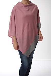 Tri Poncho Merino - Pink with Grey Trim - Pre-Order 2-3 weeks