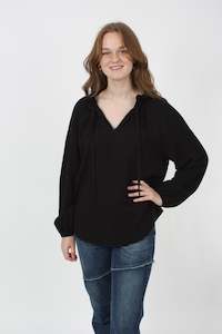 Parker Top: Parker Top - Black textured cotton