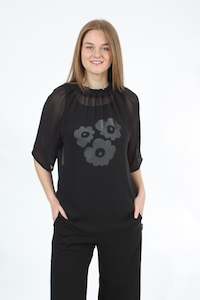 Emma Tops: Emma Top - Black Chiffon - Pre-Order