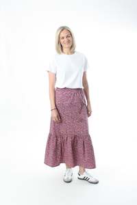 Maxi Skirt: Maxi Skirt - Navy Pink Floral