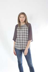 Eva Top: Eva Top - Short Sleeve - Grey Check