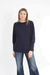 Iris Hooded Merino Jumper - Plain Navy or Black - Pre Order