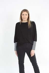 Iris Merino Jumper - Navy Stripe or Black Stripe - Pre Order