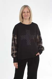 Quinn Tops: Quinn Top - Black - Chocolate Check - Pre Order