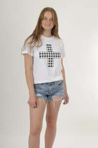 Tee Shirt - Gingham Cross Print - Pre Order