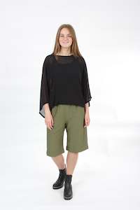 Olivia Shorts: Olivia Shorts - Khaki with Black Stripe - Pre Order