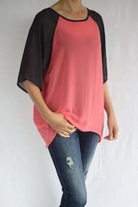 Kendra Top - Punch Body Charcoal Sleeve - Pre-Order